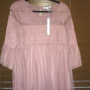 NWT she + sky mesh baby doll dress - purple
